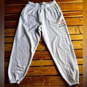 Playboy x PacSun Ski Club White Joggers | Y2K Cozy Streetwear Sweatpants Small
